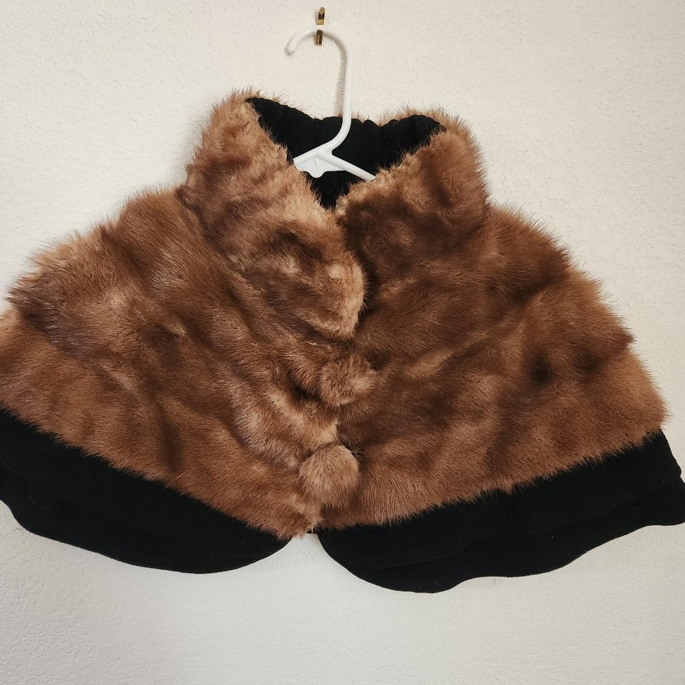 Vintage Beaver Fur and Wool Shall